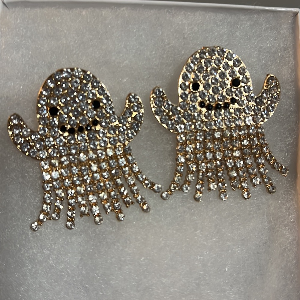 Ghost rhinestone earrings - Picture 2 of 2